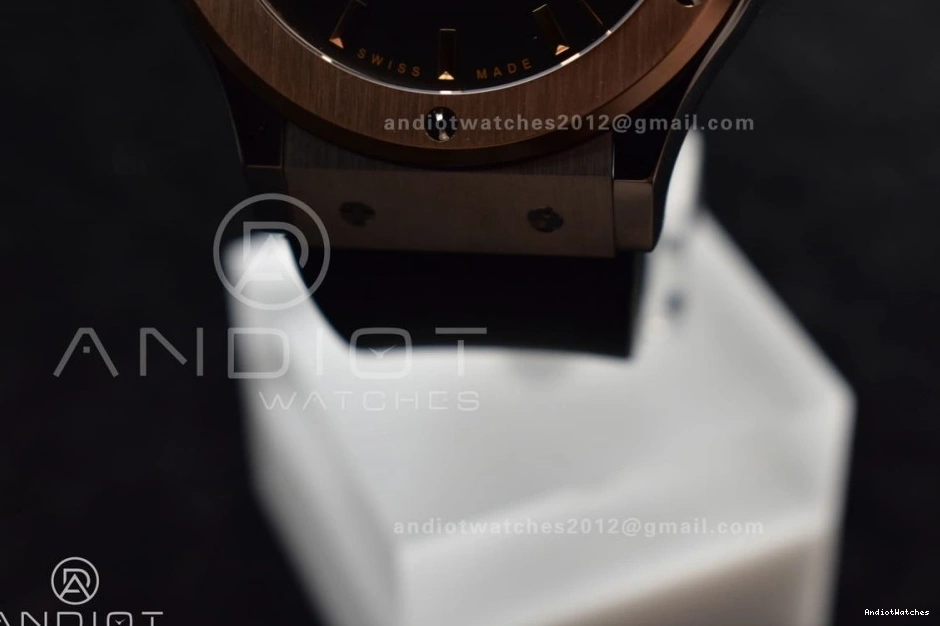 Dial HBF Black 45mm A Black Edition 588 Fusion RG Strap 1:1 on Bold Gummy Best 0414